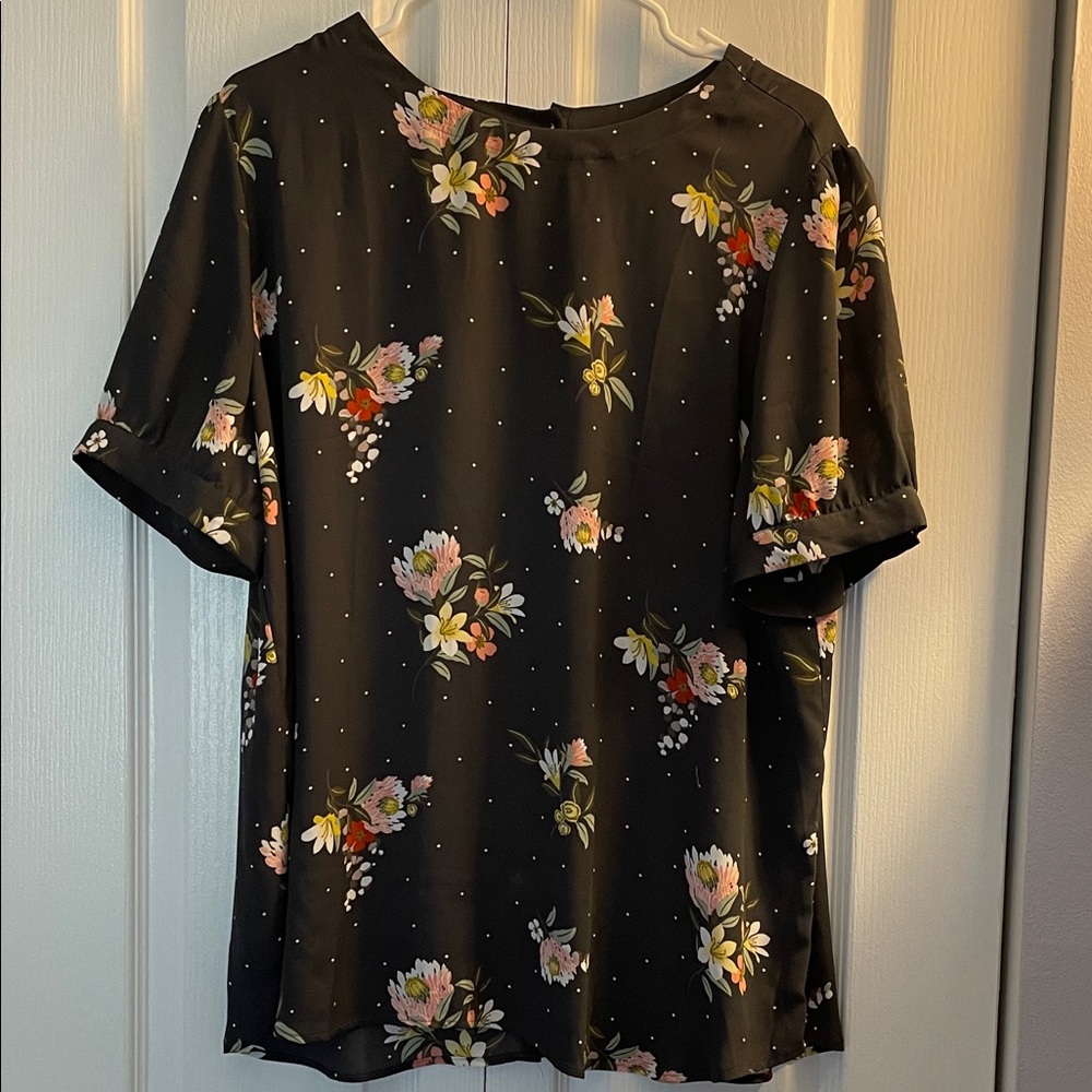 LOFT Black Floral Blouse